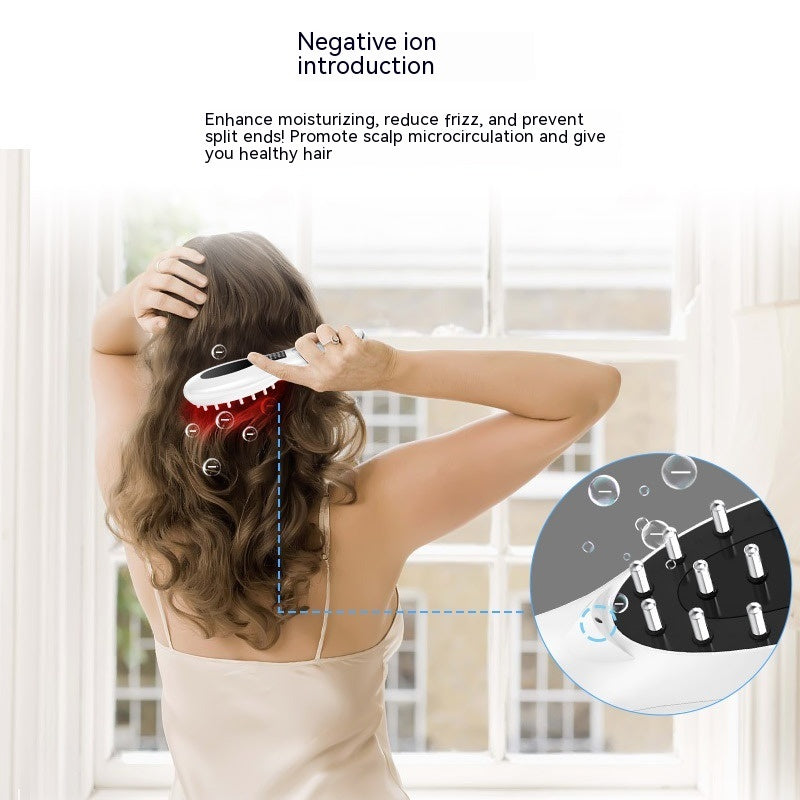 Electric Anion Hair Brush with Microcurrent, Red & Blue Light Therapy, and Vibration Massage