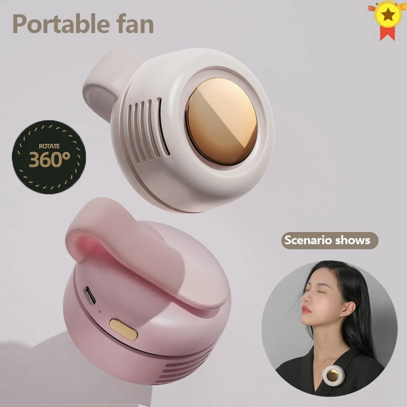 Mini Clip Fan | Hanging Waist & Neck Fan for Girls | USB Rechargeable, 3 Speeds, Leafless Design