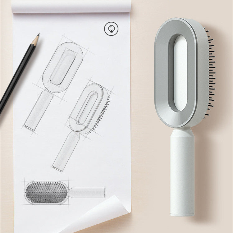 Self-Cleaning Hair Brush for Women | One-Key Cleaning, Anti-Static Scalp Massage Comb for Hair Loss