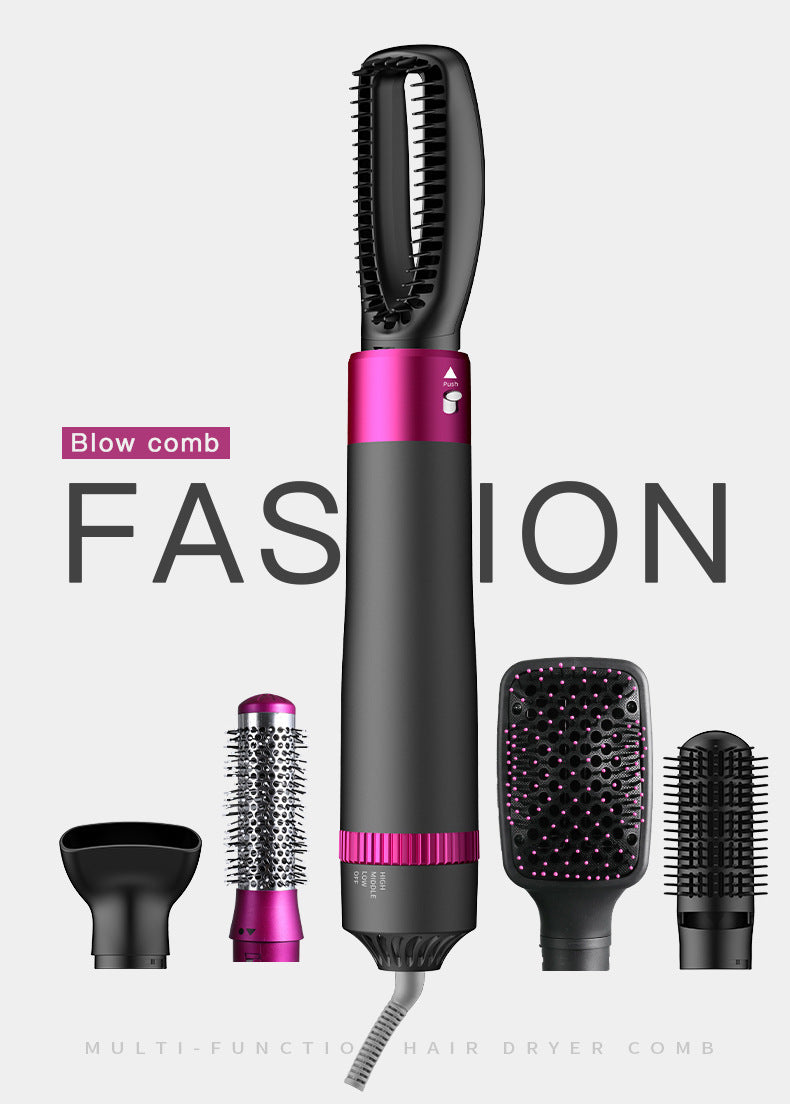 5-in-1 Hot Air Styling Comb with Curler & Hair Dryer – 3-Speed Adjustable, US Plug – Multi-Functional Hair Dryer & Styler