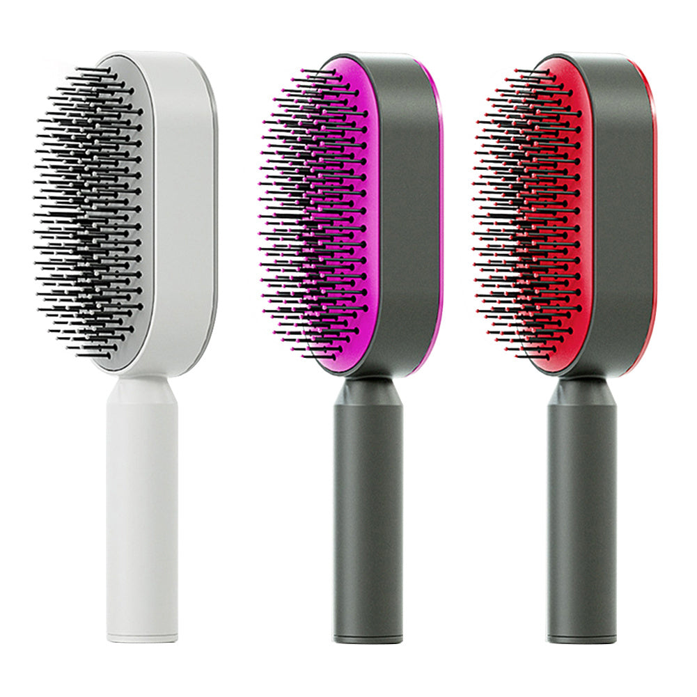Self-Cleaning Hair Brush for Women | One-Key Cleaning, Anti-Static Scalp Massage Comb for Hair Loss