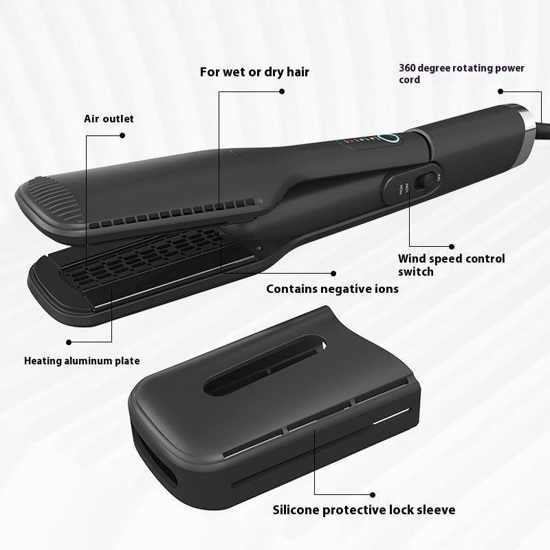 2-in-1 Hot Air Straightener for Wet & Dry Hair – Wide Panel Hair Straightening Brush