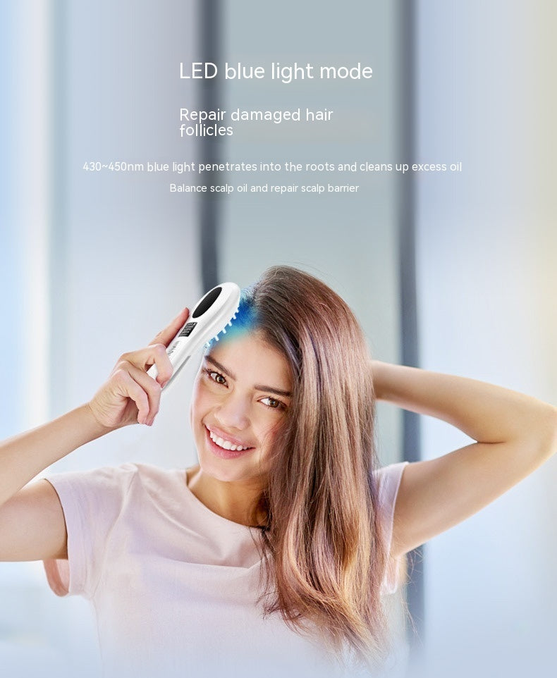 Electric Anion Hair Brush with Microcurrent, Red & Blue Light Therapy, and Vibration Massage