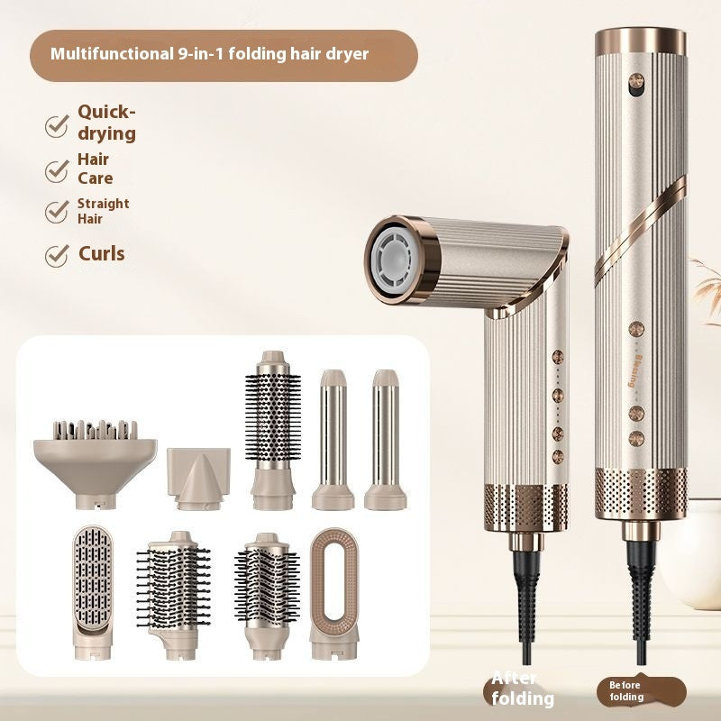9-in-1 High-Speed Hair Dryer & Hot Air Comb - Multifunctional Blow Dryer for Styling, Straightening, Curling & Volumizing