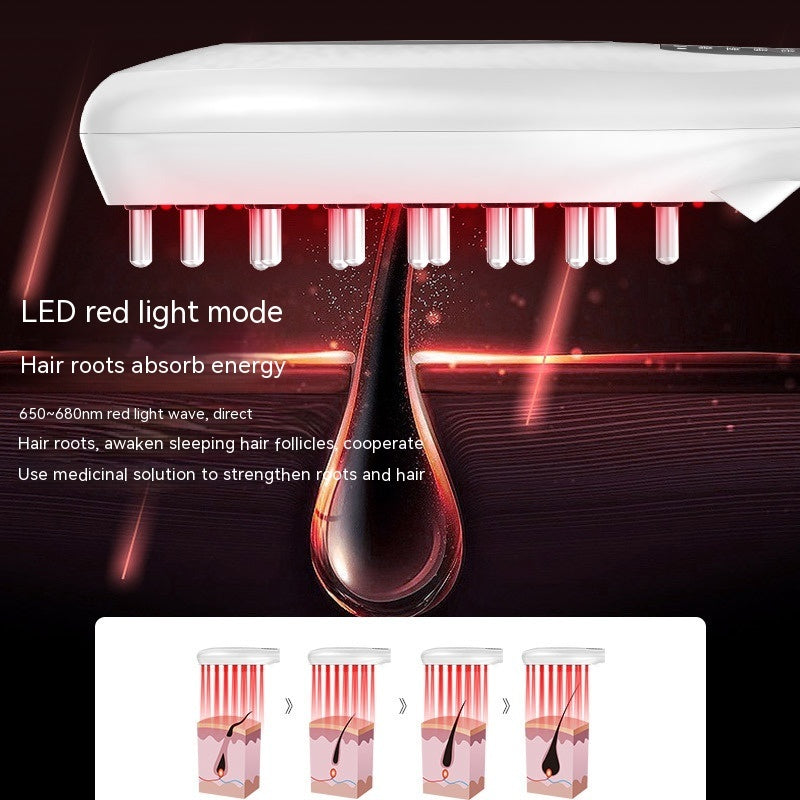 Electric Anion Hair Brush with Microcurrent, Red & Blue Light Therapy, and Vibration Massage