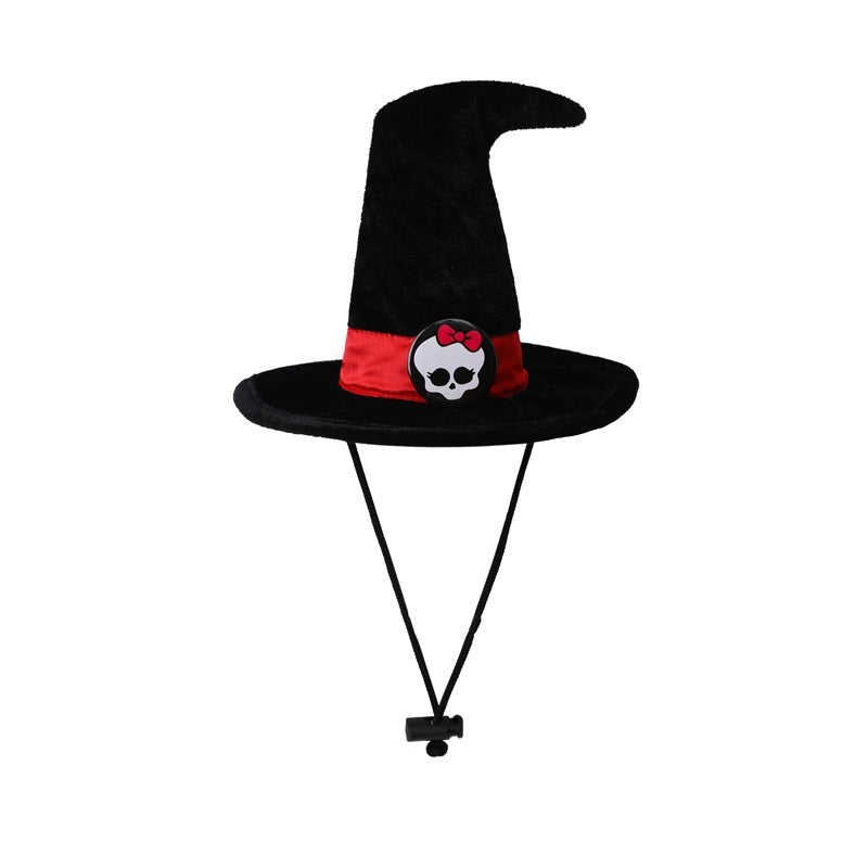 Strap Skull Velvet Cloth Halloween Pet Hat