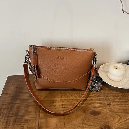 Women's Ethnic Embroidered Crossbody Bag – Large Capacity Shoulder Bag with Zipper & Ergonomic 3D Design