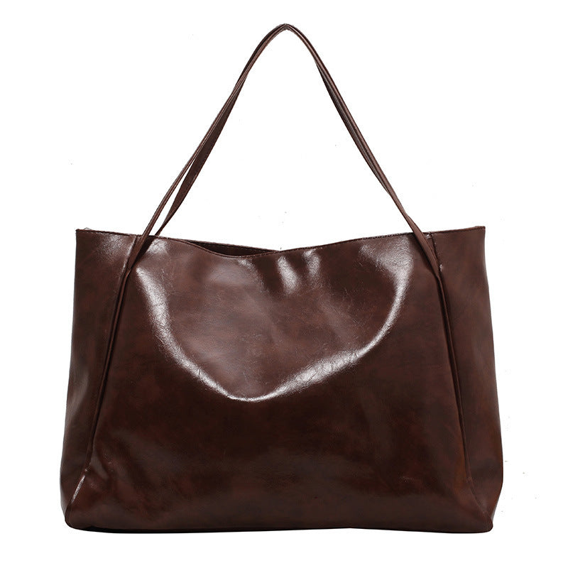 Trendy Women’s Shoulder Bag – Soft Leather, Spacious, Japanese & Korean Inspired