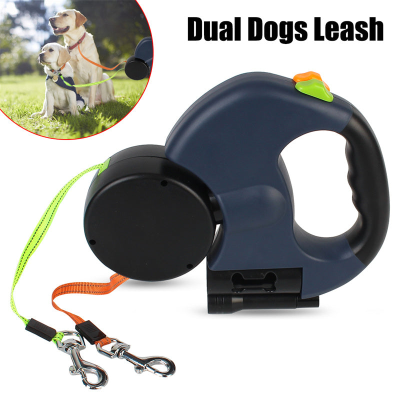 Retractable Dual Dog Leash with LED Lights