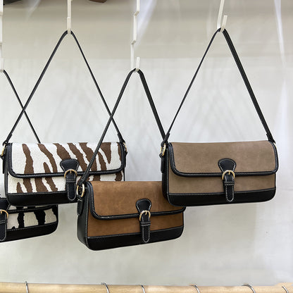 Women's Zebra Print Satchel – Trendy Spliced Pattern Fashion Handbag