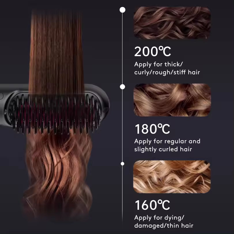 2-in-1 Wireless Hair Straightener & Curler Comb for Smooth, Frizz-Free Hair