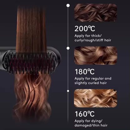 2-in-1 Wireless Hair Straightener & Curler Comb for Smooth, Frizz-Free Hair