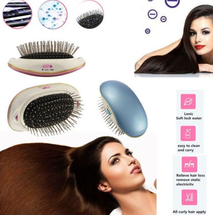 Portable Negative Ion Hair Straightener Comb – Anti-Static Vibration Massage Straightening Brush for Frizz-Free, Sleek Hair – Battery-Powered Hair Styling Tool