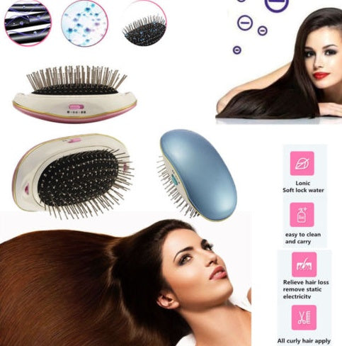 Portable Negative Ion Hair Straightener Comb – Anti-Static Vibration Massage Straightening Brush for Frizz-Free, Sleek Hair – Battery-Powered Hair Styling Tool