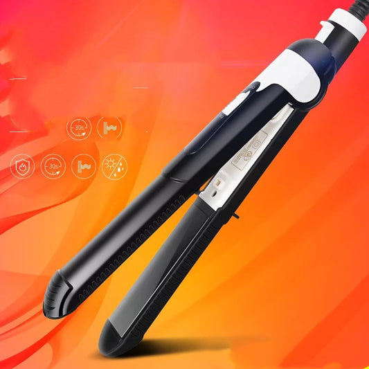 2-in-1 Hair Straightener & Curling Iron – Mini Dual-Purpose Hair Styling Tool for Straightening and Curling