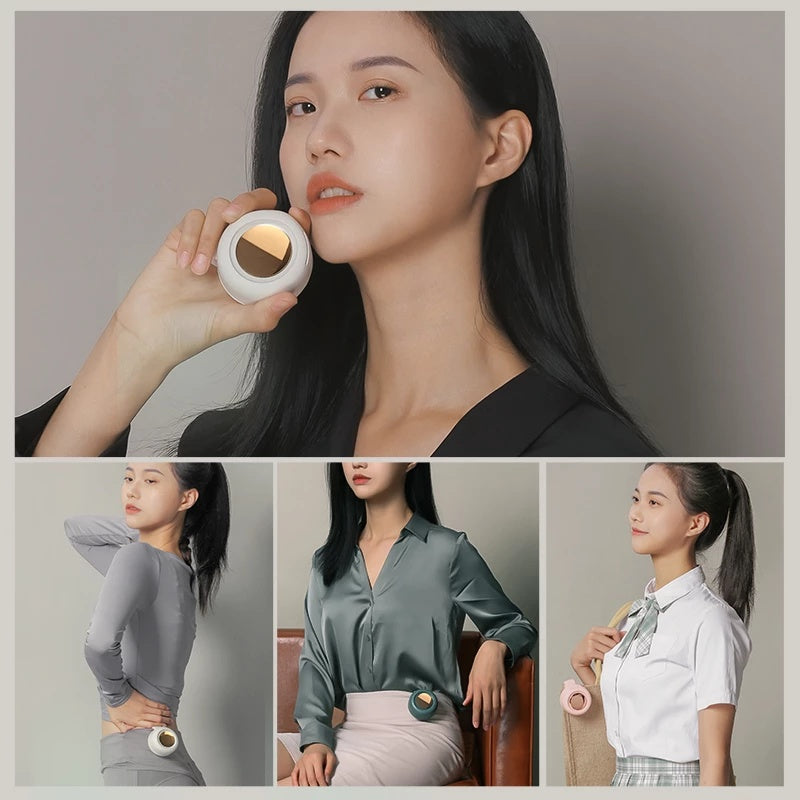Mini Clip Fan | Hanging Waist & Neck Fan for Girls | USB Rechargeable, 3 Speeds, Leafless Design