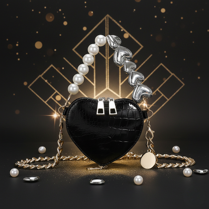 Mini Heart-Shaped Pearl Handbag – Cute Chain Shoulder Bag in Bright Candy Colors for Women