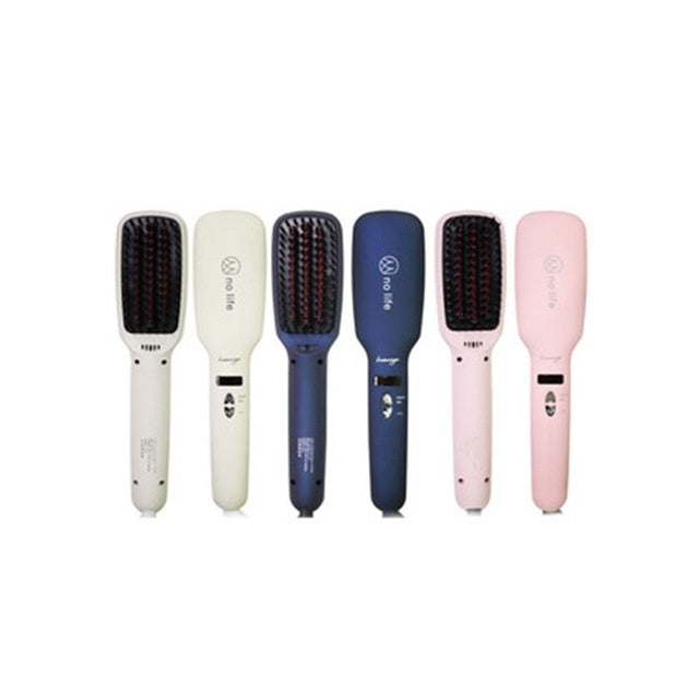 Ionic Hair Straightening Brush – Anti-Frizz Anion Technology, Fast Heating, Portable Hair Straightener Comb