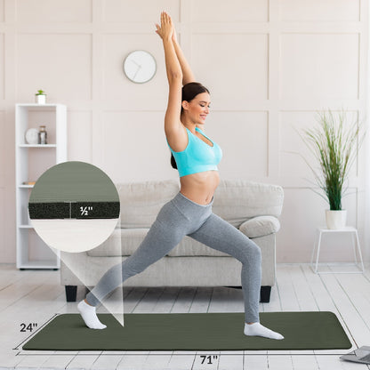 Ultra-Thick 1-2 Inch High-Density Yoga Mat with Carry Straps – Self Pickup Only, Suitable for All Yoga Styles
