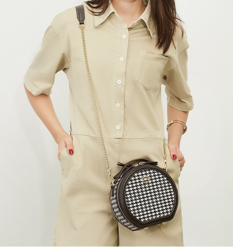 Retro Round Crossbody Shoulder Bag for Women – Stylish PU Leather Handbag, Easy to Match