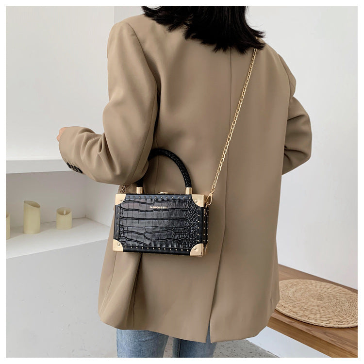 Vintage Pattern Box Bag – European & American Retro Style Handbag for Women