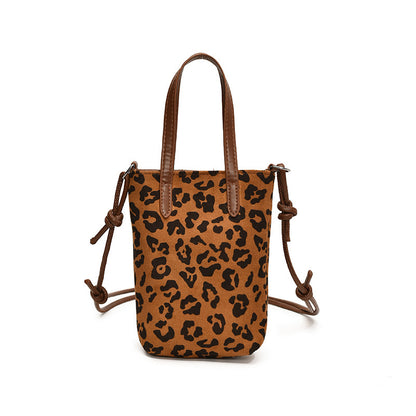 Women’s Retro Leopard Print Crossbody Bag – Versatile Suede Shoulder & Phone Bag for Autumn/Winter