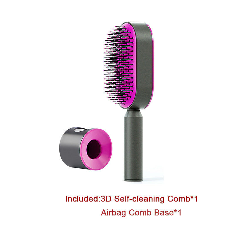 Self-Cleaning Hair Brush for Women | One-Key Cleaning, Anti-Static Scalp Massage Comb for Hair Loss