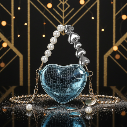 Mini Heart-Shaped Pearl Handbag – Cute Chain Shoulder Bag in Bright Candy Colors for Women