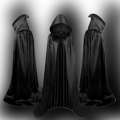 Kids Halloween Wizard Cloak Costume – Hooded Cape for Boys & Girls | Black Magic Robe for Dress-Up & Party Decoration