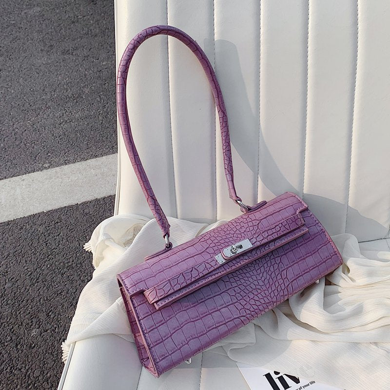 Retro Stone Pattern Women’s Underarm Shoulder Bag – Vintage Chic Accessory