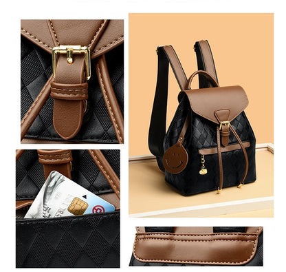 Women's Leather Backpack – Casual Multi-Function Shoulder Bag for School, Travel & Daily Use