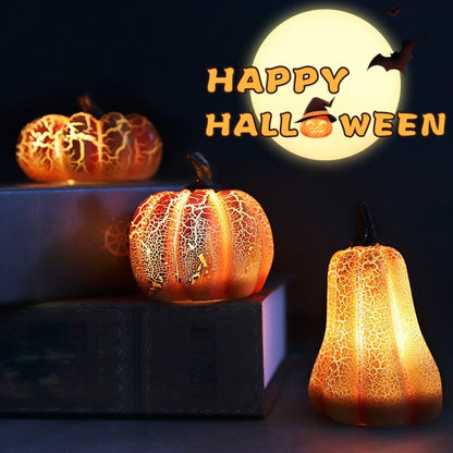 Halloween LED Pumpkin Lantern – Realistic Resin Jack-O'-Lantern with Flickering Candle Light