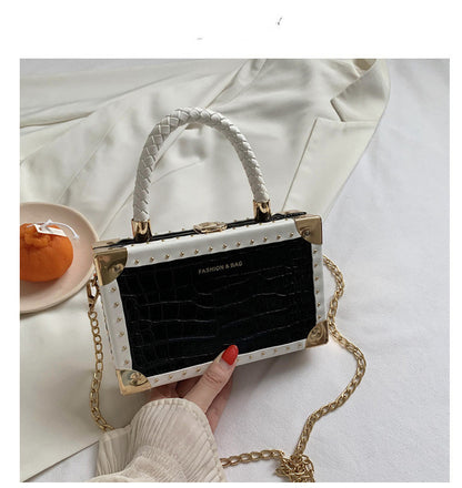 Vintage Pattern Box Bag – European & American Retro Style Handbag for Women