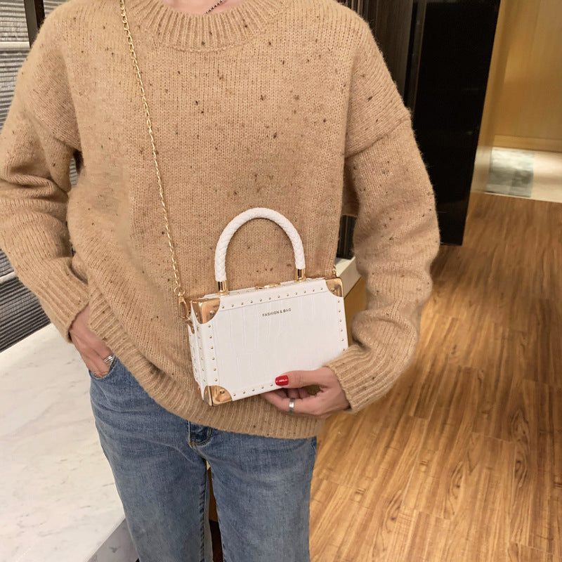 Vintage Pattern Box Bag – European & American Retro Style Handbag for Women
