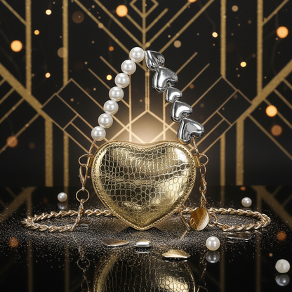 Mini Heart-Shaped Pearl Handbag – Cute Chain Shoulder Bag in Bright Candy Colors for Women