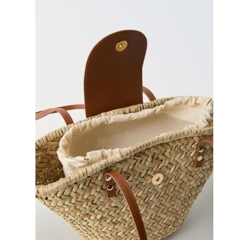 Trendy Rattan Weave Handbag – Fashionable & All-Matching Boho Style for Women