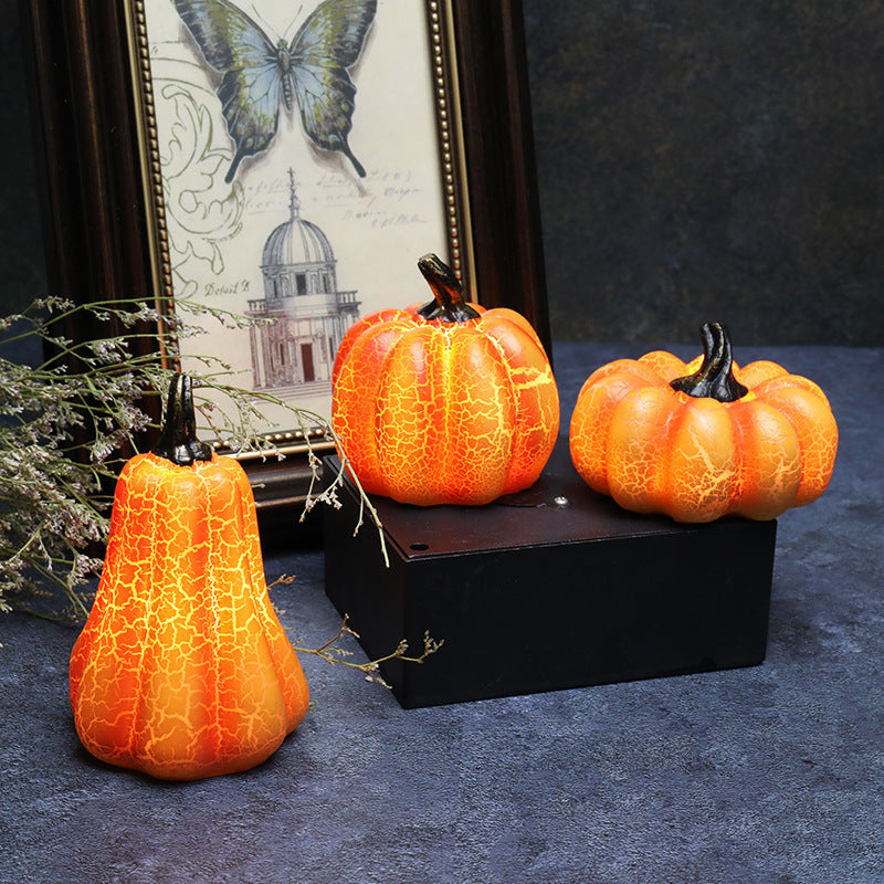 Halloween LED Pumpkin Lantern – Realistic Resin Jack-O'-Lantern with Flickering Candle Light