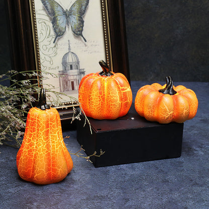 Halloween LED Pumpkin Lantern – Realistic Resin Jack-O'-Lantern with Flickering Candle Light