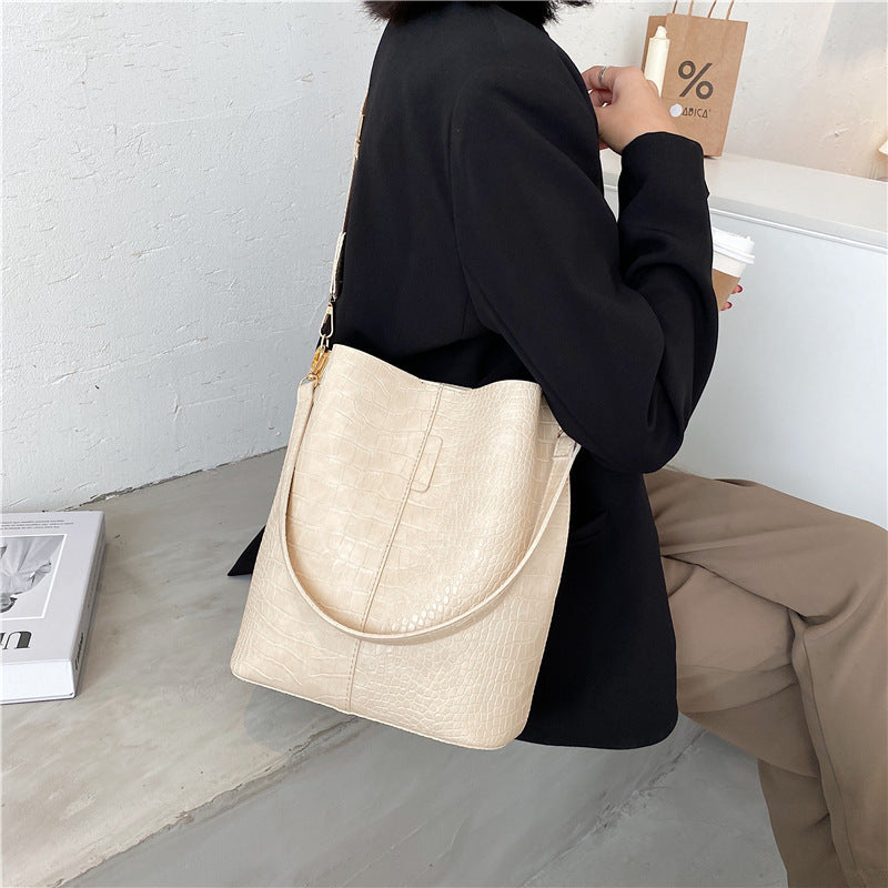 Retro Stone Pattern Shoulder Bag – Stylish Women's Crossbody Messenger Purse