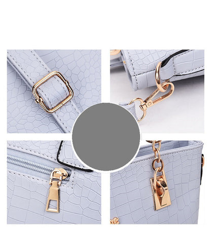 Women's Snakeskin Pattern Handbag Set – 3-Piece European & American Fashion Tote, Crossbody & Clutch