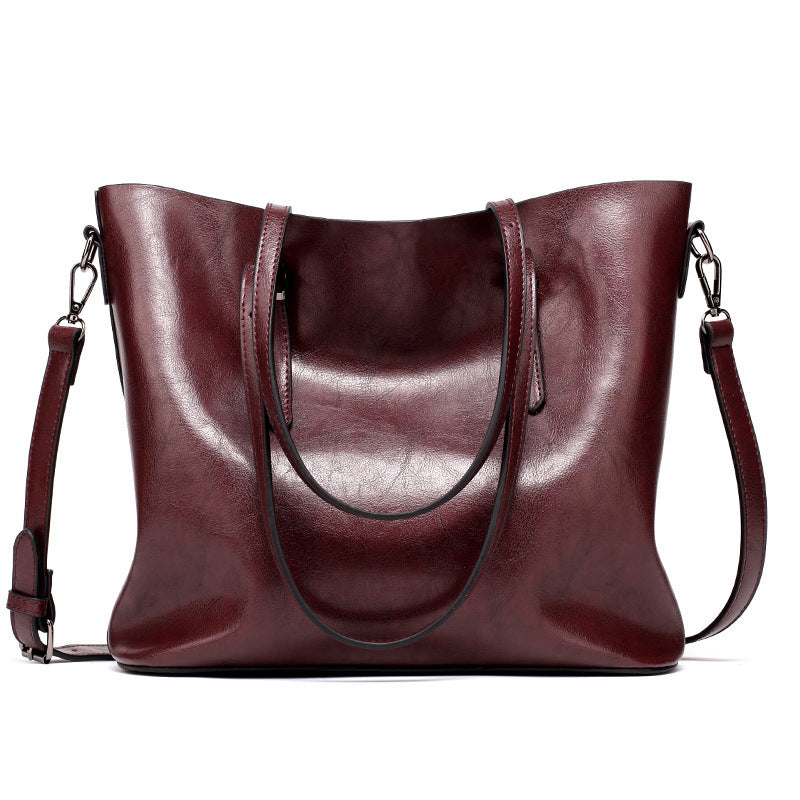 New European Fashion Winter Handbag – Oil Leather Shoulder & Tote Bag