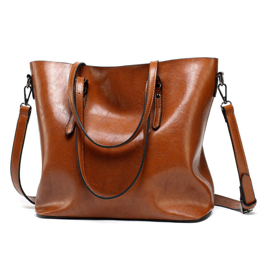 New European Fashion Winter Handbag – Oil Leather Shoulder & Tote Bag
