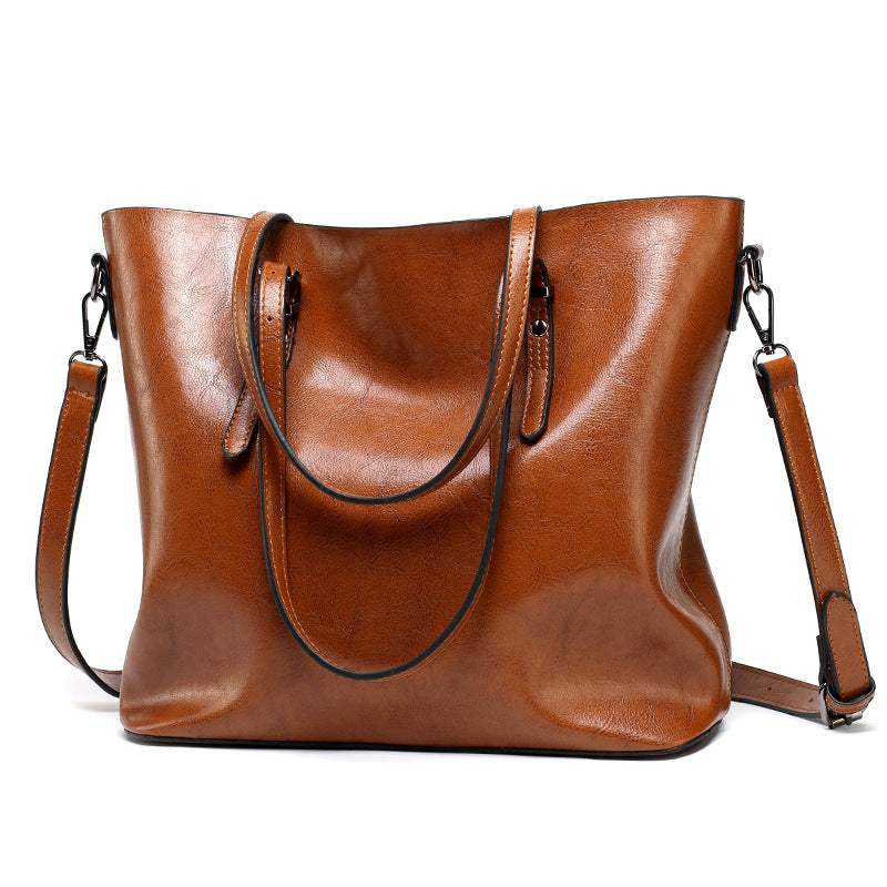 New European Fashion Winter Handbag – Oil Leather Shoulder & Tote Bag