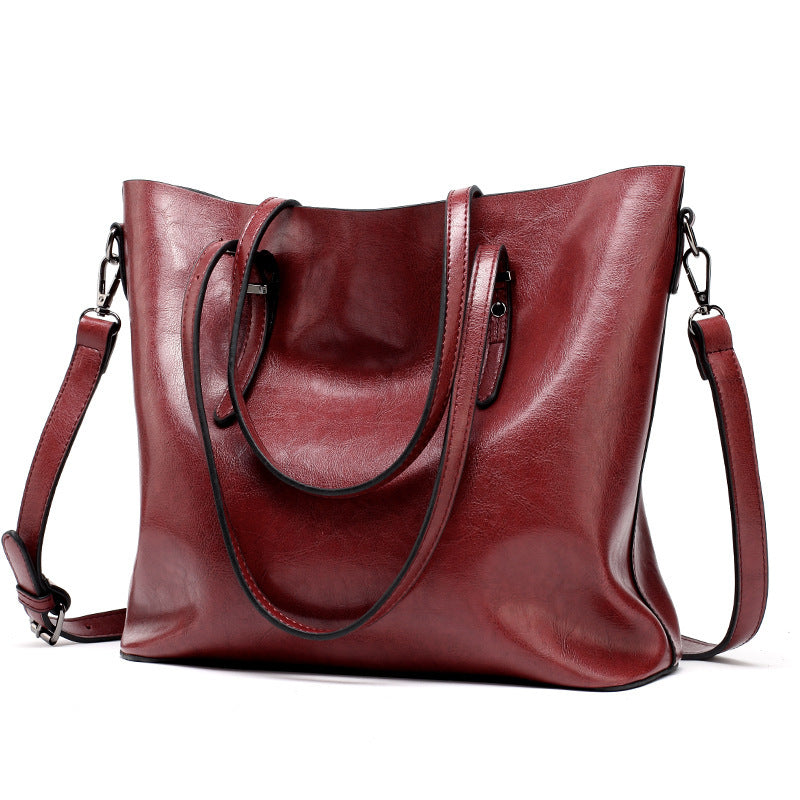 New European Fashion Winter Handbag – Oil Leather Shoulder & Tote Bag