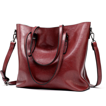 New European Fashion Winter Handbag – Oil Leather Shoulder & Tote Bag