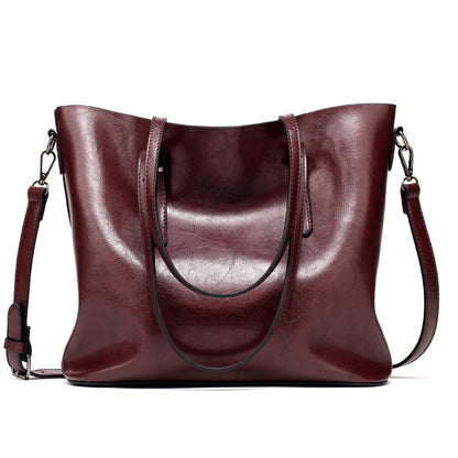 New European Fashion Winter Handbag – Oil Leather Shoulder & Tote Bag