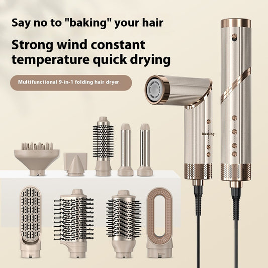 9-in-1 High-Speed Hair Dryer & Hot Air Comb - Multifunctional Blow Dryer for Styling, Straightening, Curling & Volumizing