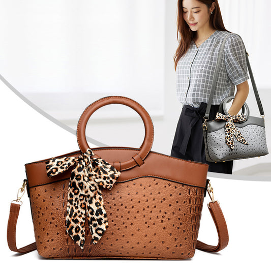 Chic Stone Pattern Ring Shoulder Bag for Women – Trendy Handbag with Unique Accent