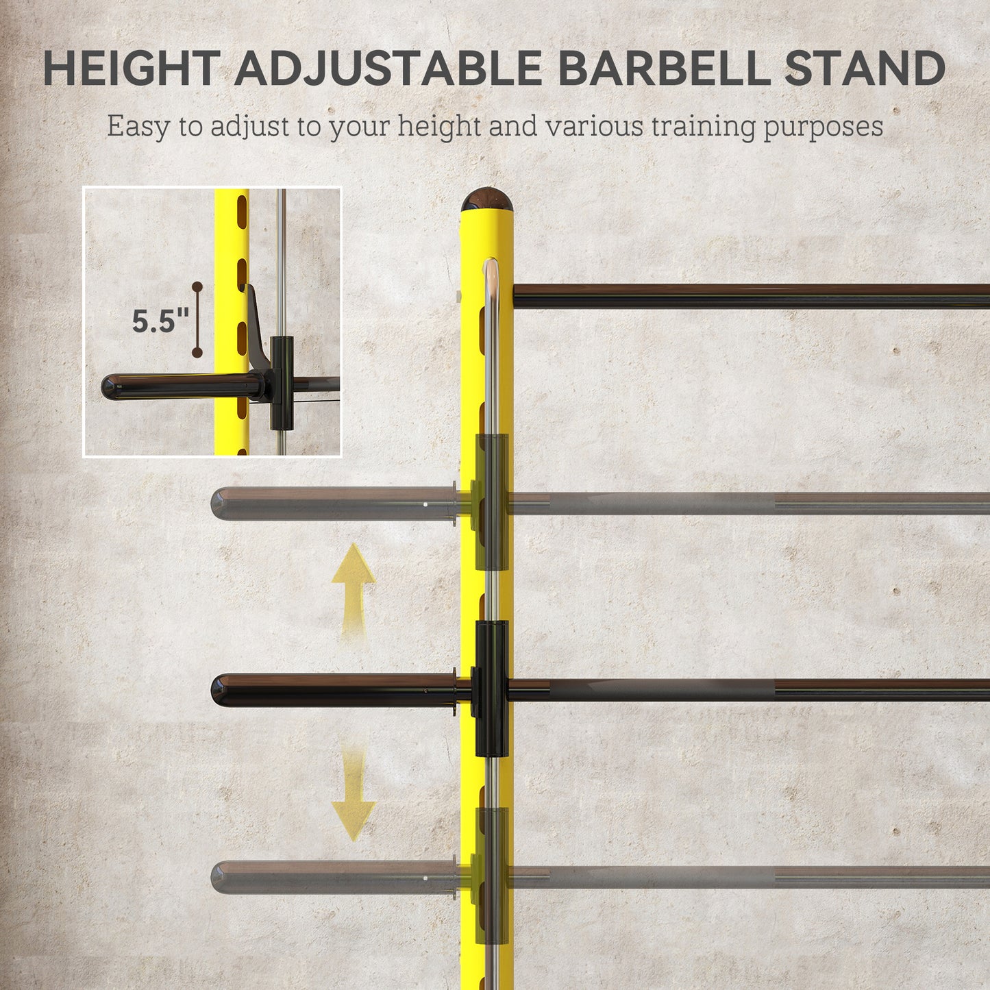 Adjustable Squat Rack with Pull-Up Bar & Bench – Multi-Function Weight Lifting Half Rack, Yellow