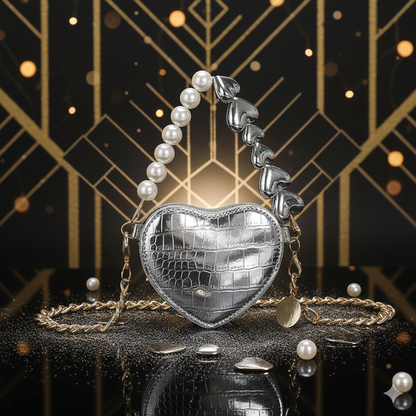 Mini Heart-Shaped Pearl Handbag – Cute Chain Shoulder Bag in Bright Candy Colors for Women